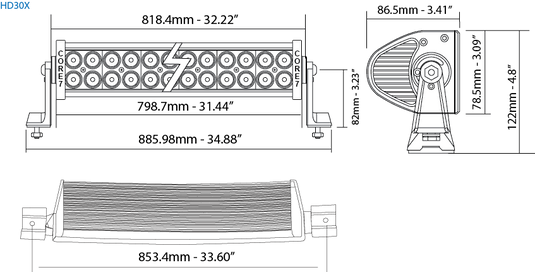 30 Inch Automotive CREE LED Dual Row Curved Black Light Bar