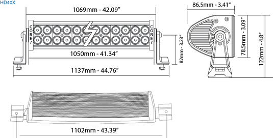 40 inch Automotive CREE LED Dual Row Curved Black Light Bar